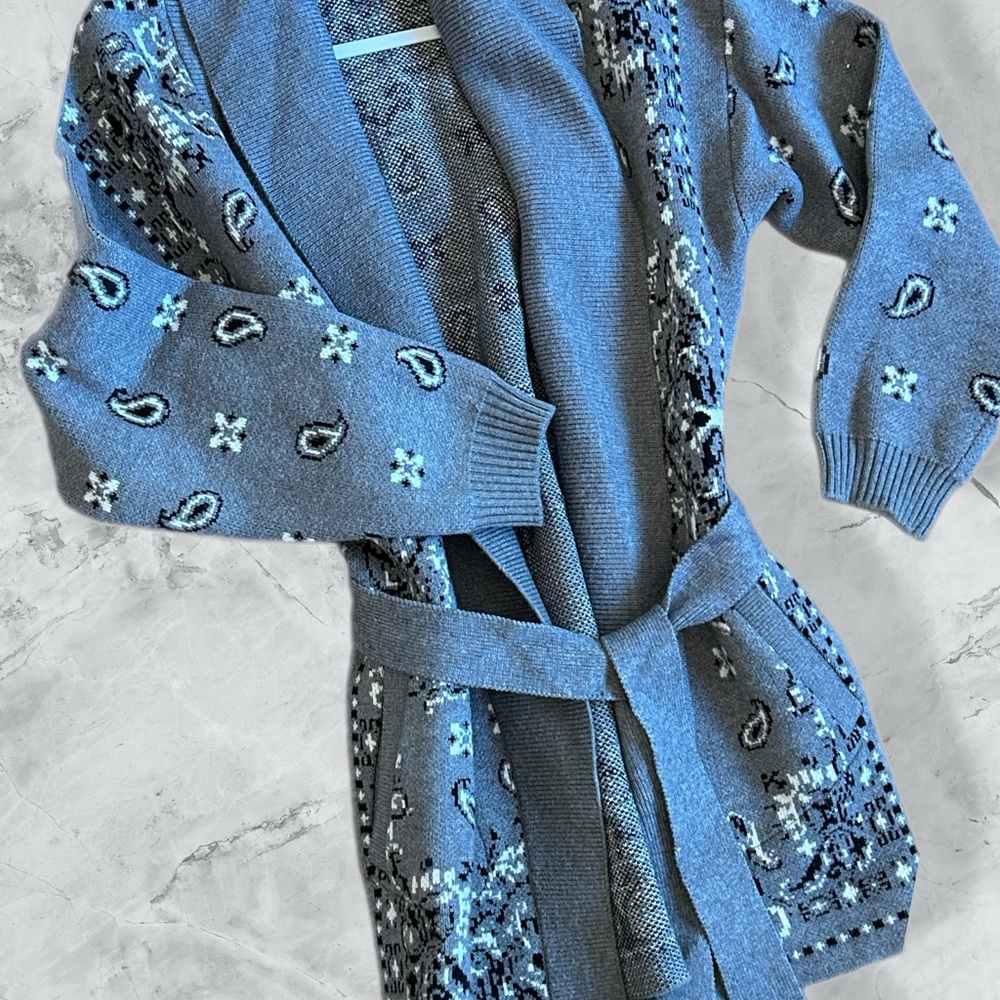 Gray Patterned Cardigan